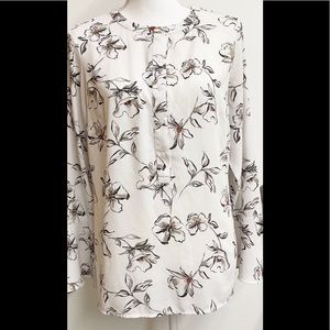 Apt. 9 White Floral Print Tunic w /Bell Sleeve